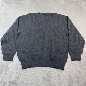 Robert Trent Jones V-Neck Sweater Mens Large Gray Alpaca Wool Blend Golf